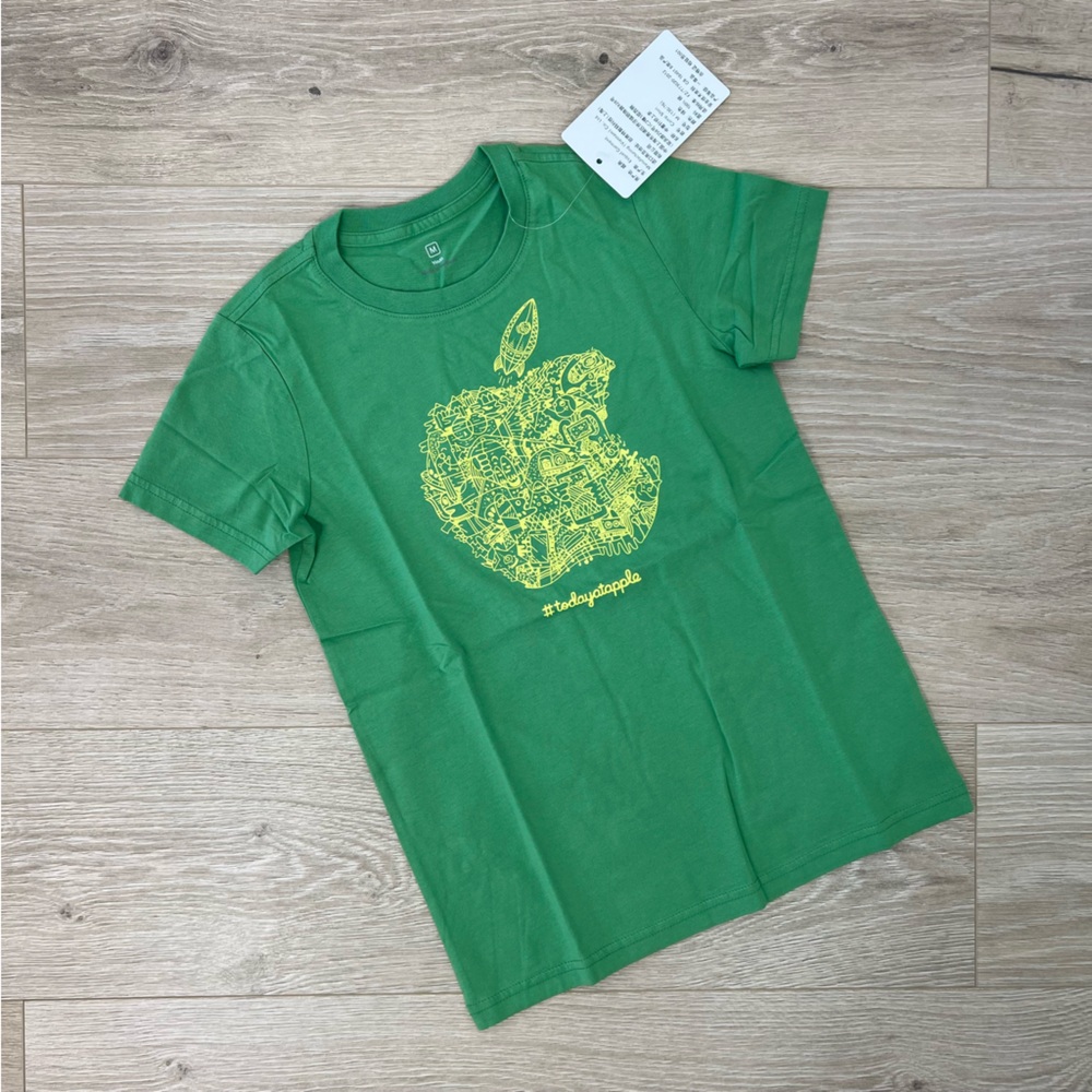 NEW Apple Youth Green Short Sleeve Camp Tee